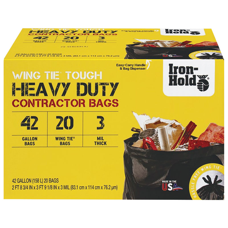 Iron-Hold® Heavy Duty 42. Gal., Contractor Trash Bags, 20 Ct.